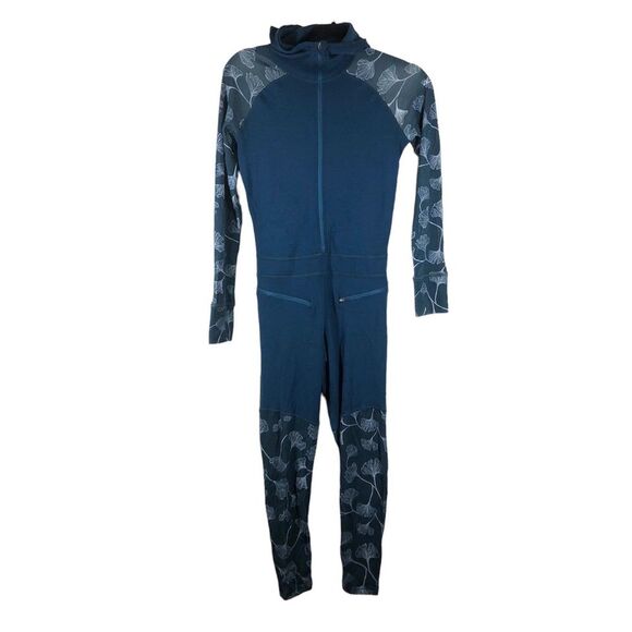 WILD RYE Pants - Wild Rye Olivia Onsie Base Layer Cycling Jumpsuit 100% Merino Wool Teal Size 0